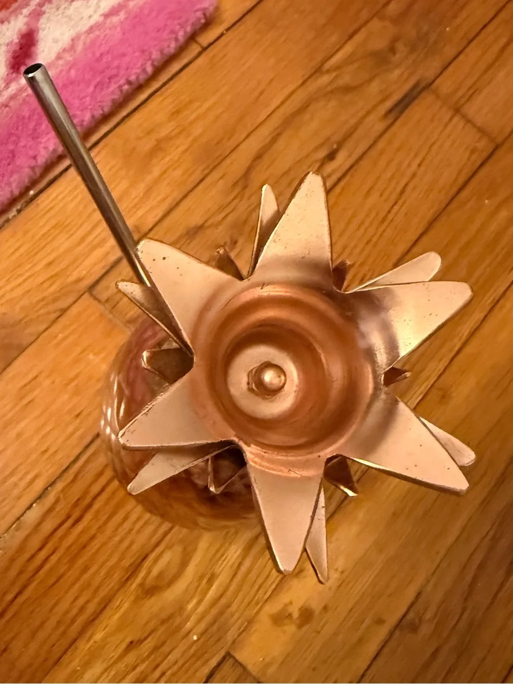 Pier 1 Rose Gold Pineapple Cocktail Server with Metal Straw